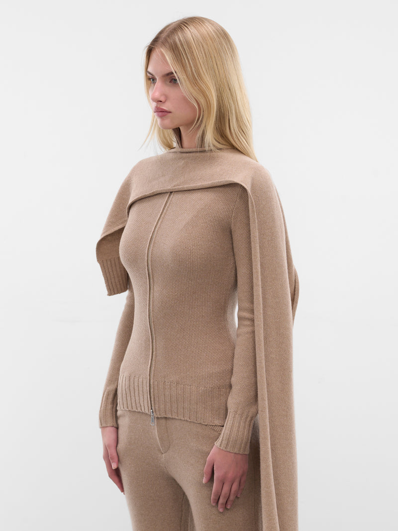 Beige Amar Lambswool Knit Top (AMFW2528-TAN)