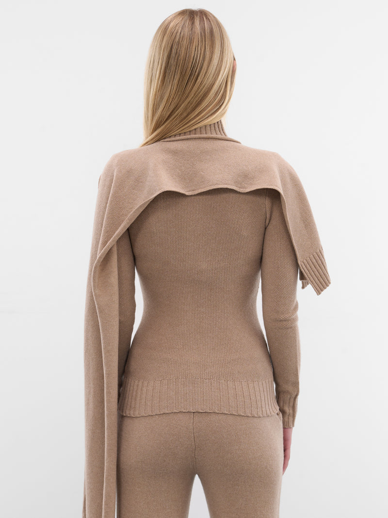 Beige Amar Lambswool Knit Top (AMFW2528-TAN)