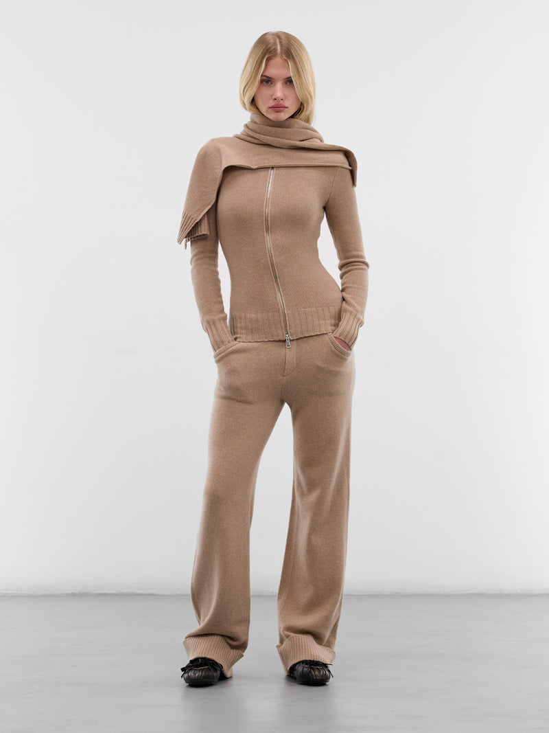 Beige Amar Lambswool Knit Trousers (AMFW2529-TAN)
