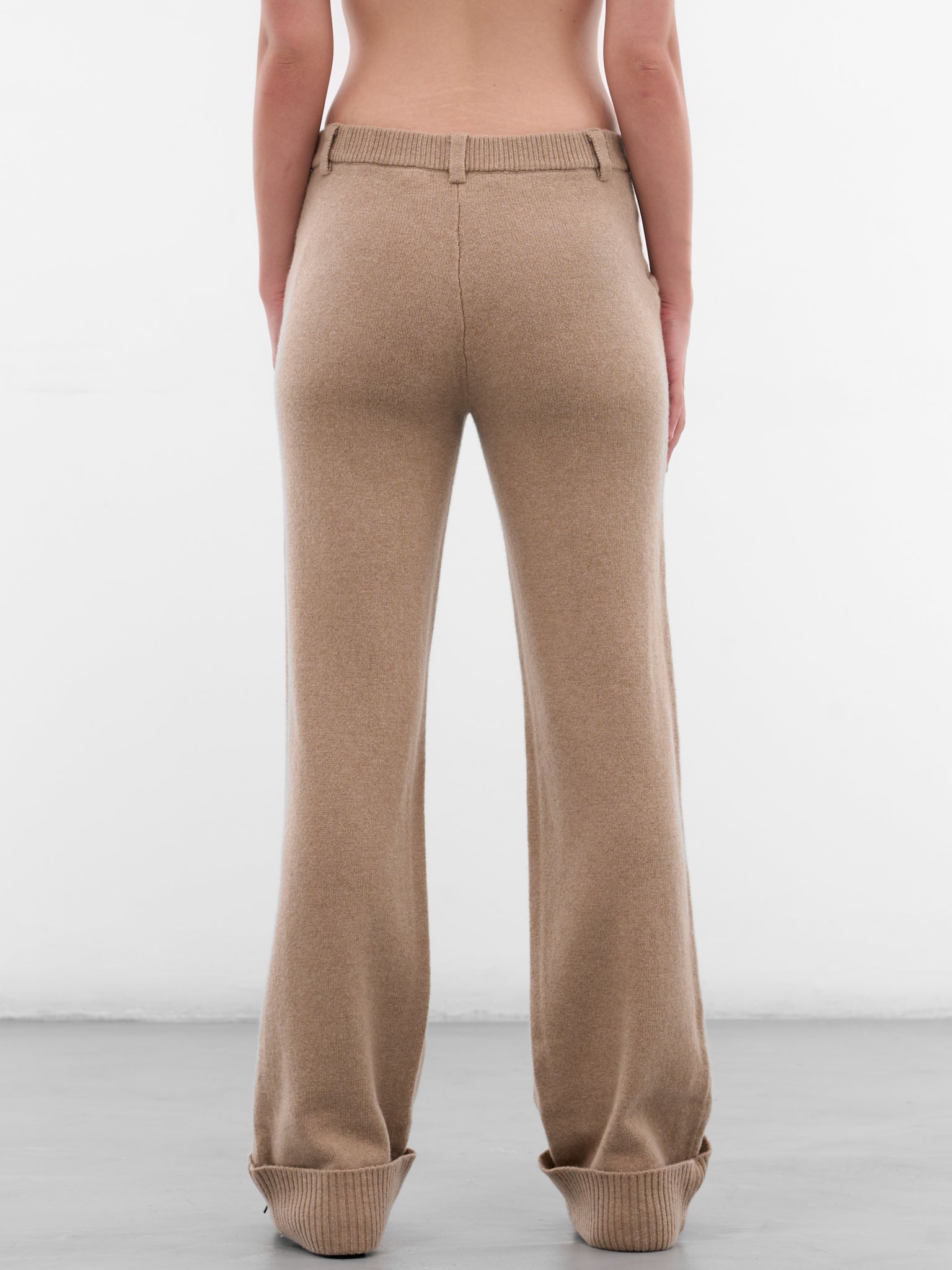 Beige Amar Lambswool Knit Trousers (AMFW2529-TAN)