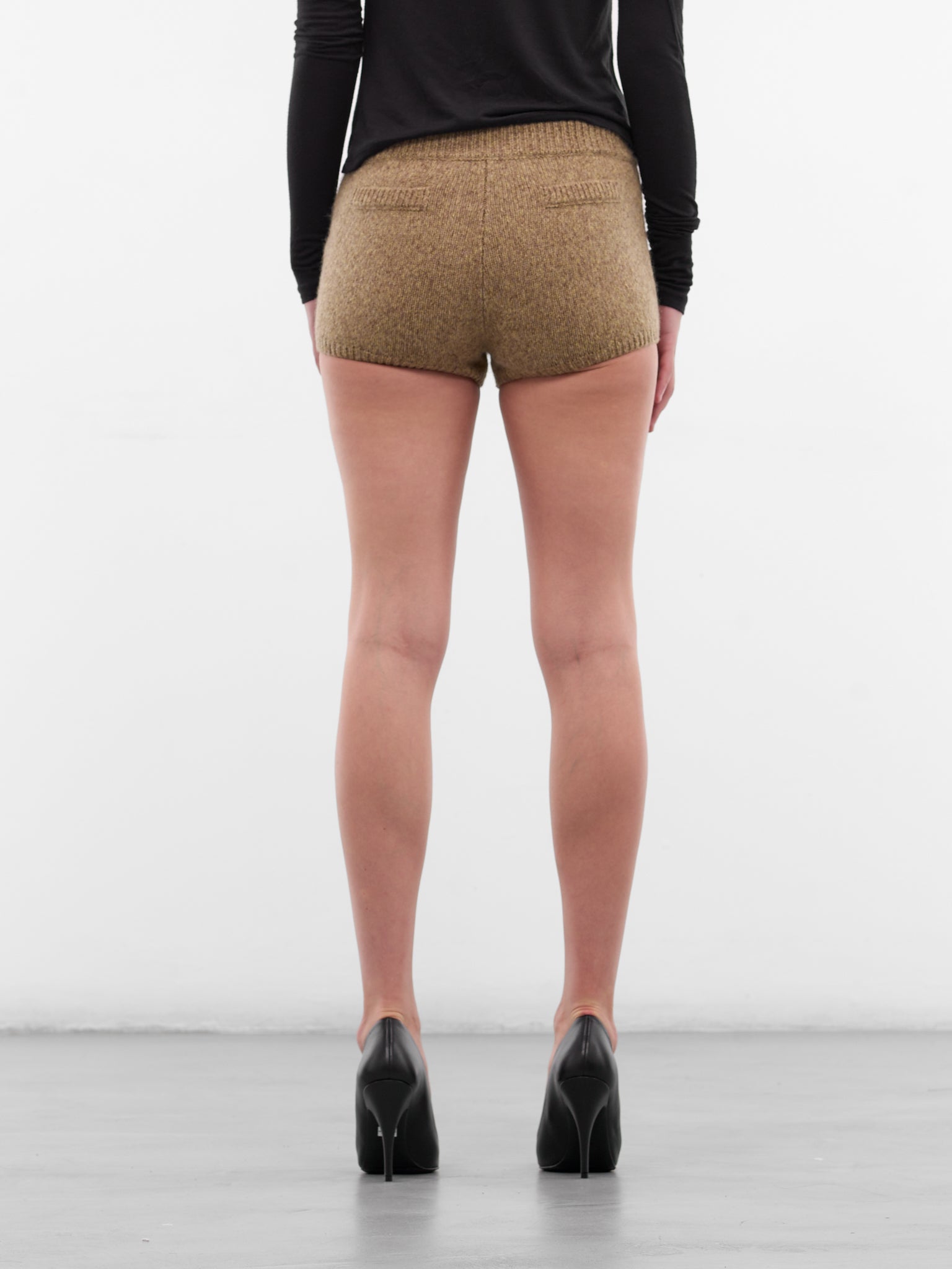 Beige Vita Wool Mini Shorts (AMFW2533-DESERT-TAN)