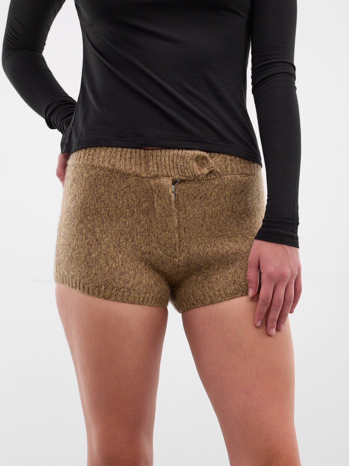 Beige Vita Wool Mini Shorts (AMFW2533-DESERT-TAN)