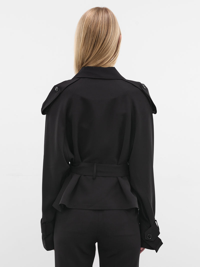Black Soli Cropped Trench Jacket (AMFW2555-BLACK)