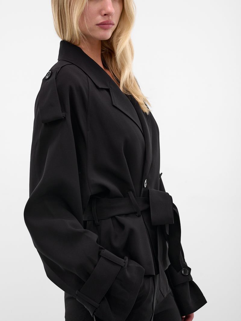 Black Soli Cropped Trench Jacket (AMFW2555-BLACK)