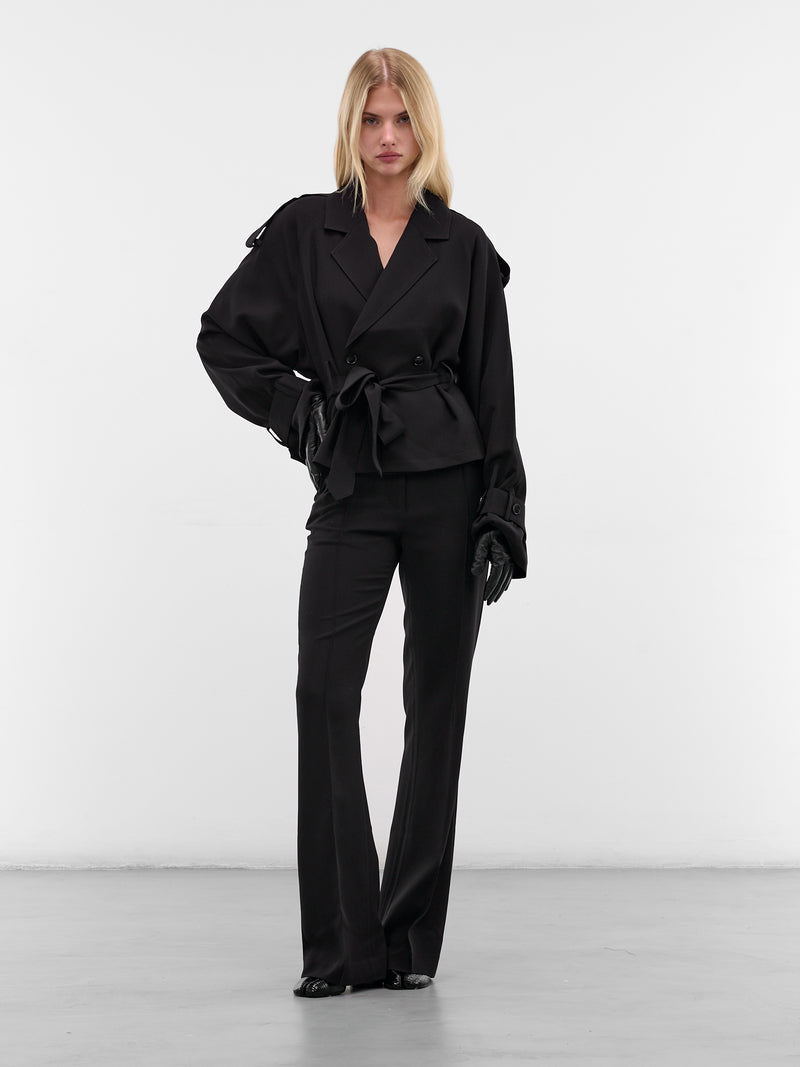 Black Soli Cropped Trench Jacket (AMFW2555-BLACK)