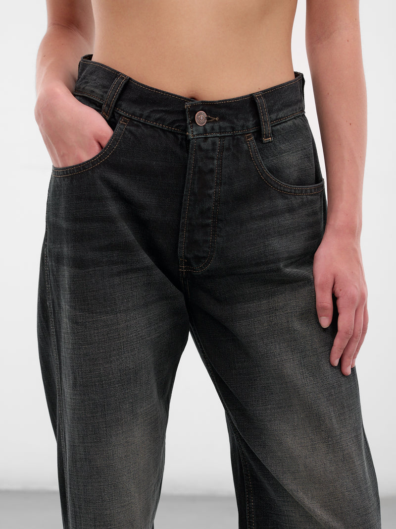 Black Vintage Wash Baggy Jeans (AMFW2561-VINTAGE-BLACK)