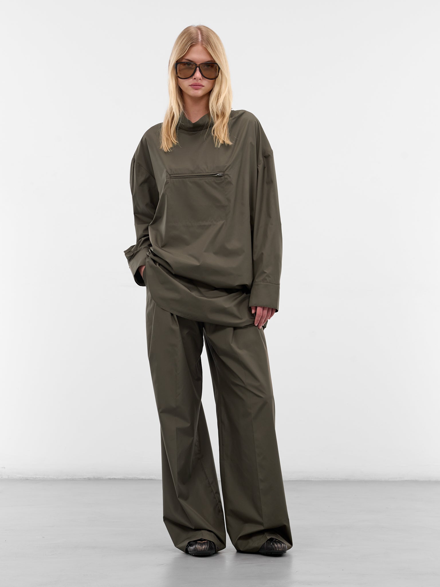 Khaki Aris Nylon Trousers (AMFW2563-DARK-KHAKI)