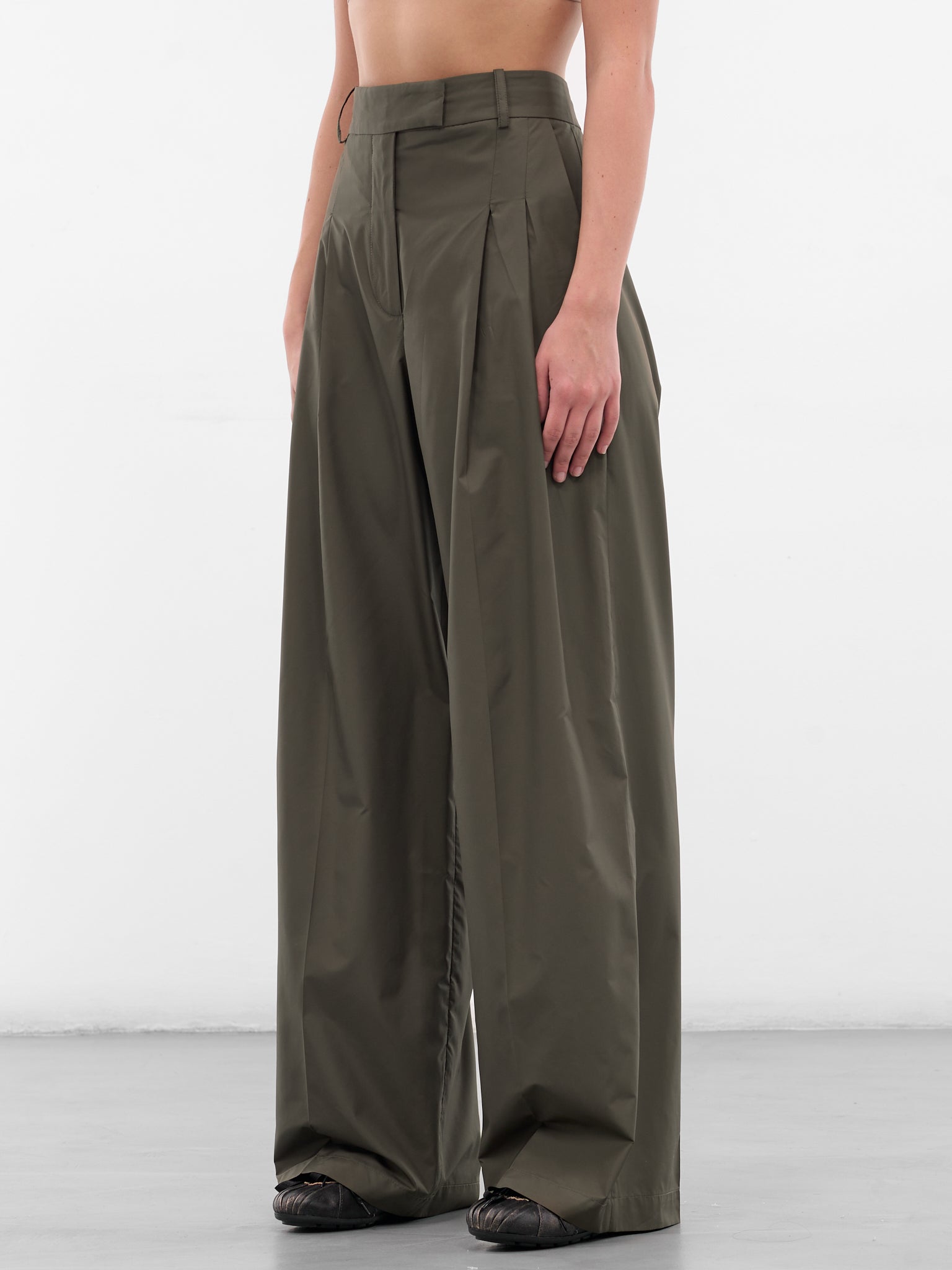 Khaki Aris Nylon Trousers (AMFW2563-DARK-KHAKI)