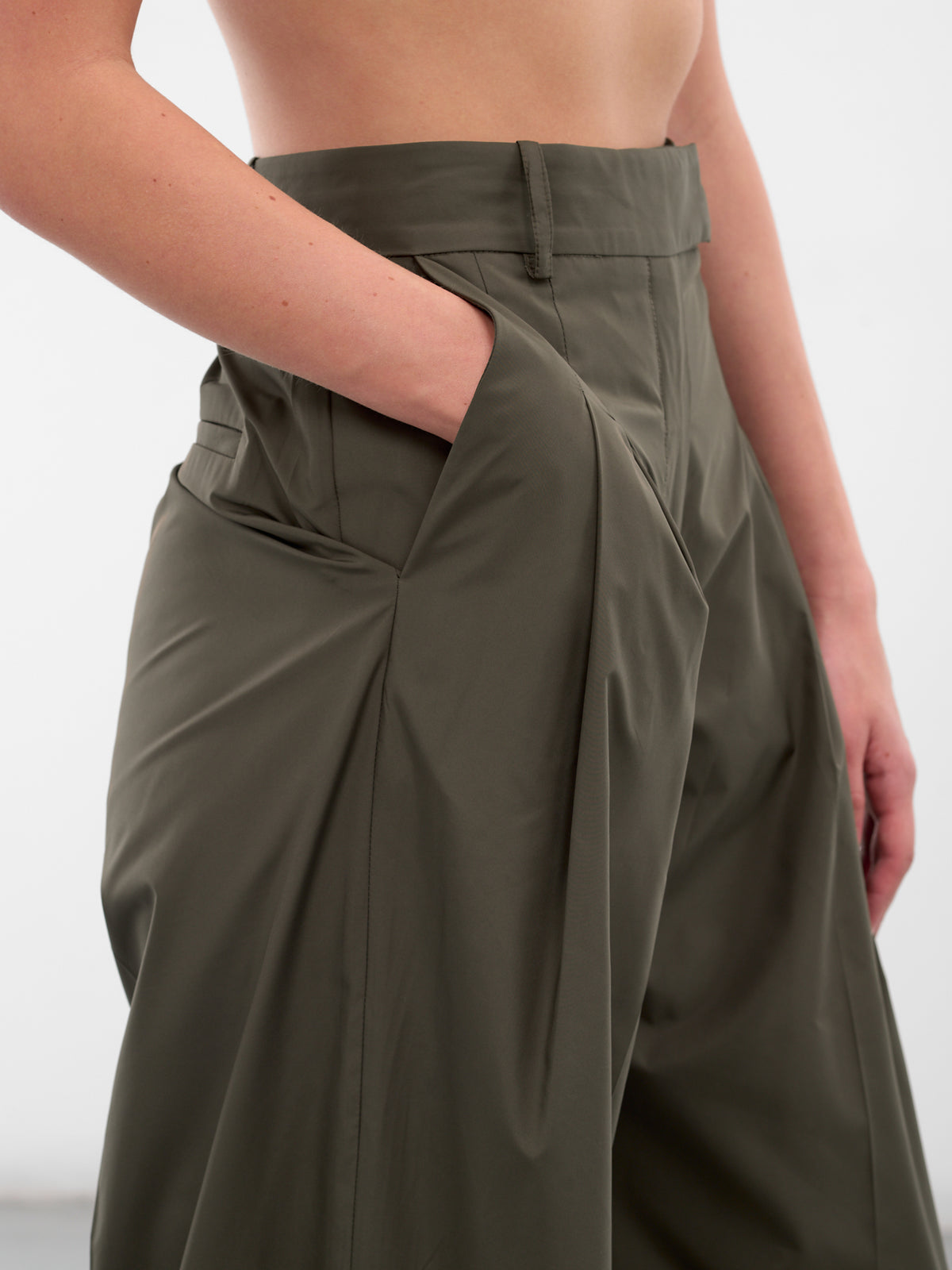 Khaki Aris Nylon Trousers (AMFW2563-DARK-KHAKI)