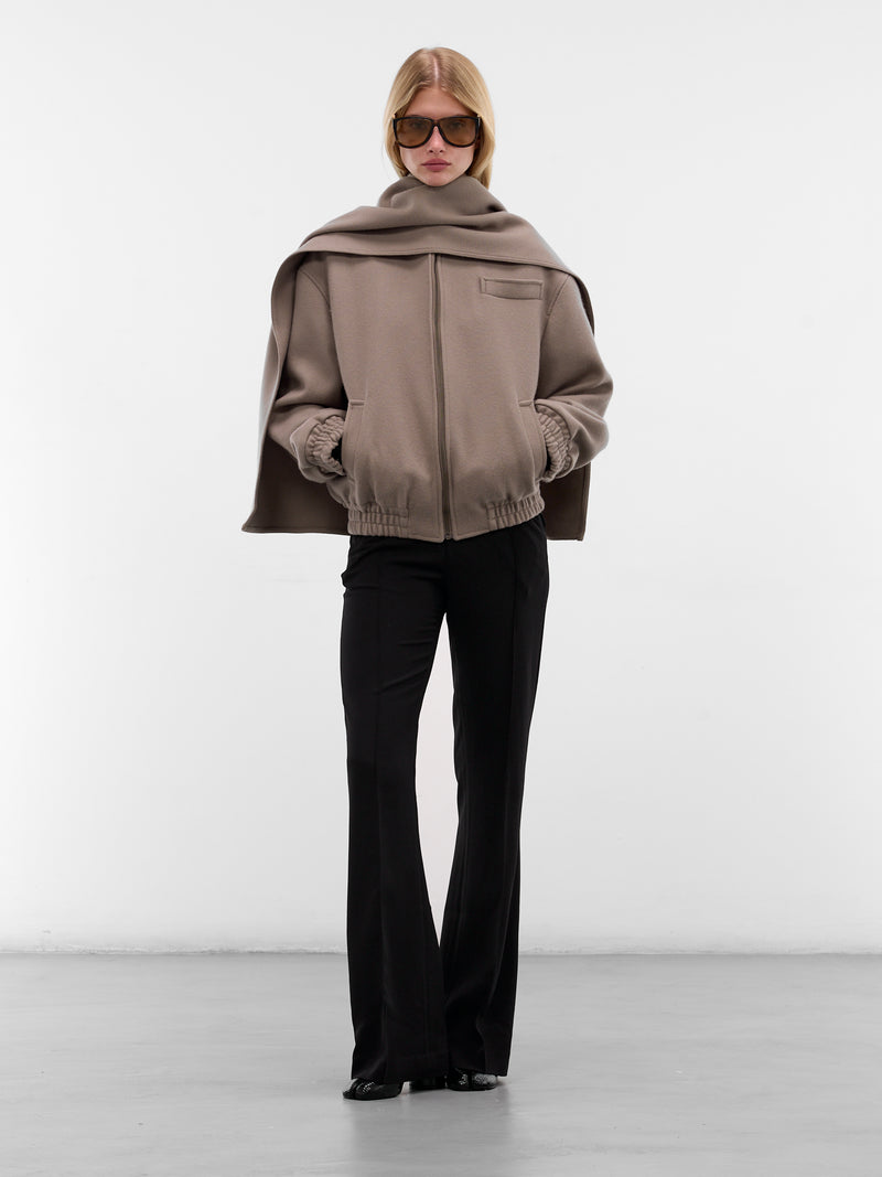 Brown Tuli Draped Scarf Jacket (AMFW2564-ASH-BROWN)