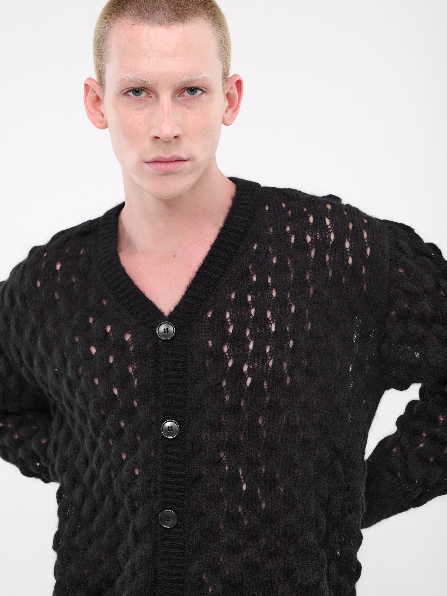 Bubble Knit Cardigan (AMK11-0643-BLACK)