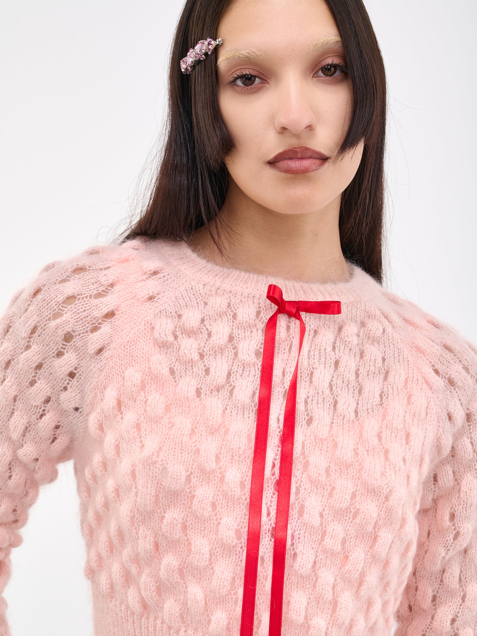 Bow Knit Sweater (AMK8R0643PEACH)