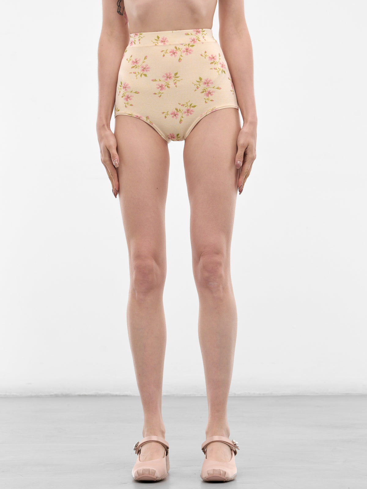 Cream Knit Tiny Flower Briefs (AMMK5P-0669-CREAM-FLORAL)