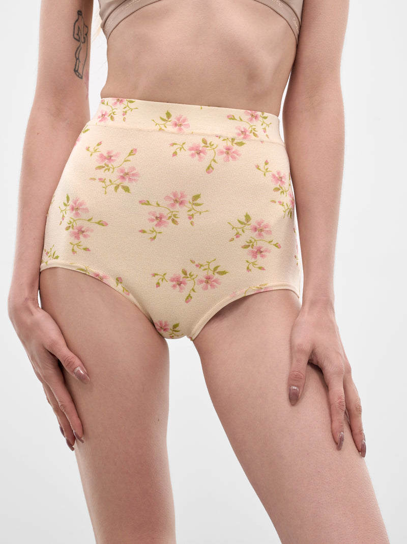 Cream Knit Tiny Flower Briefs (AMMK5P-0669-CREAM-FLORAL)