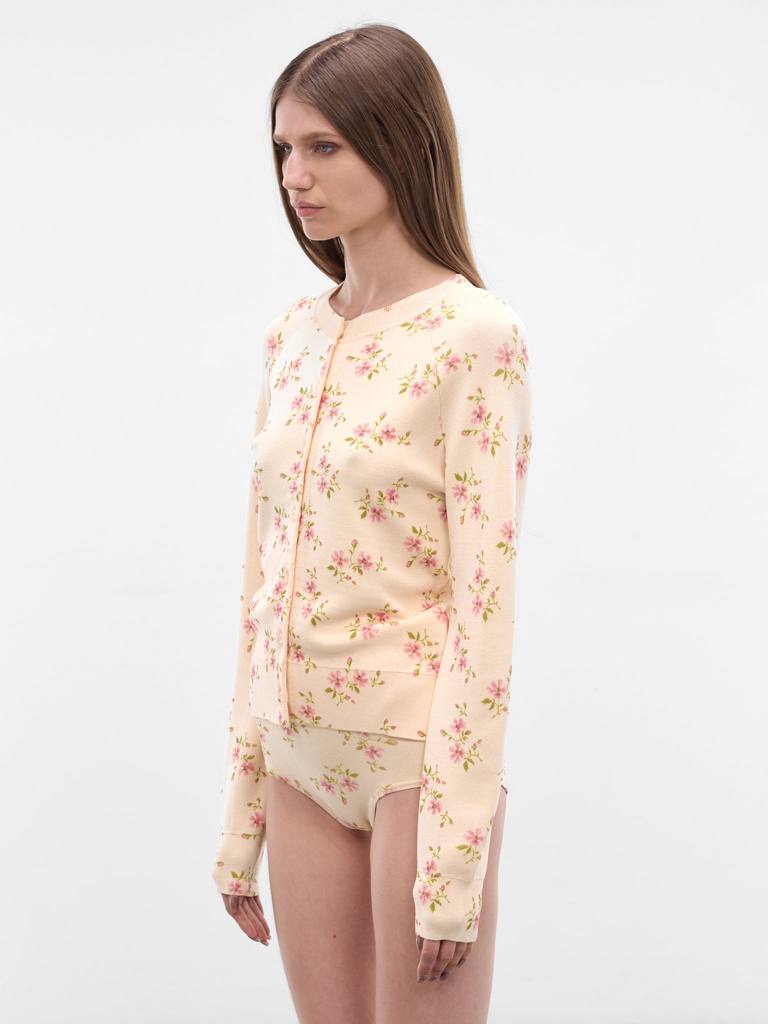 Cream Knit Tiny Flower Cardigan (AMMK6WP-0669-CREAM-FLORAL)
