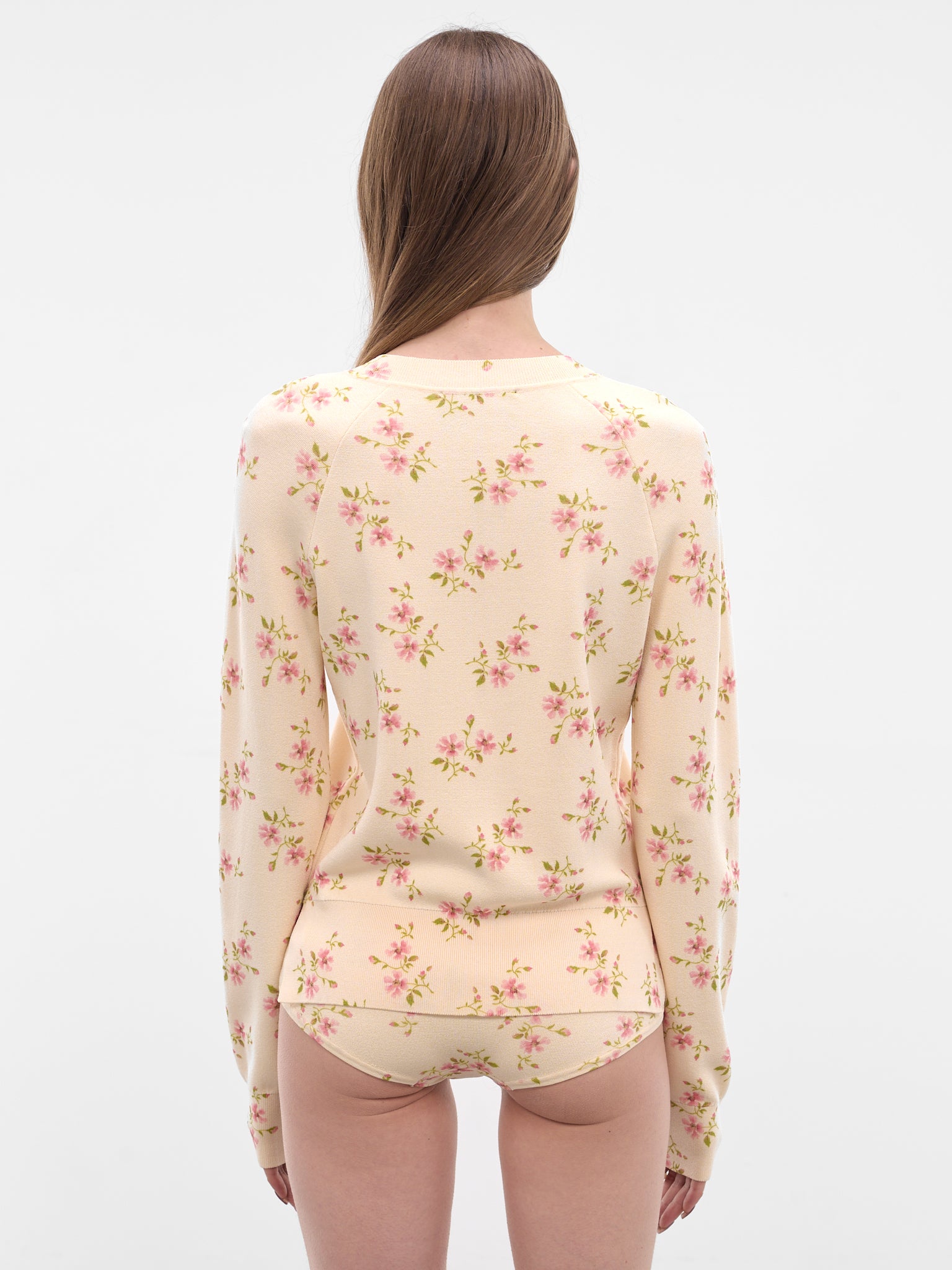 Cream Knit Tiny Flower Cardigan (AMMK6WP-0669-CREAM-FLORAL)