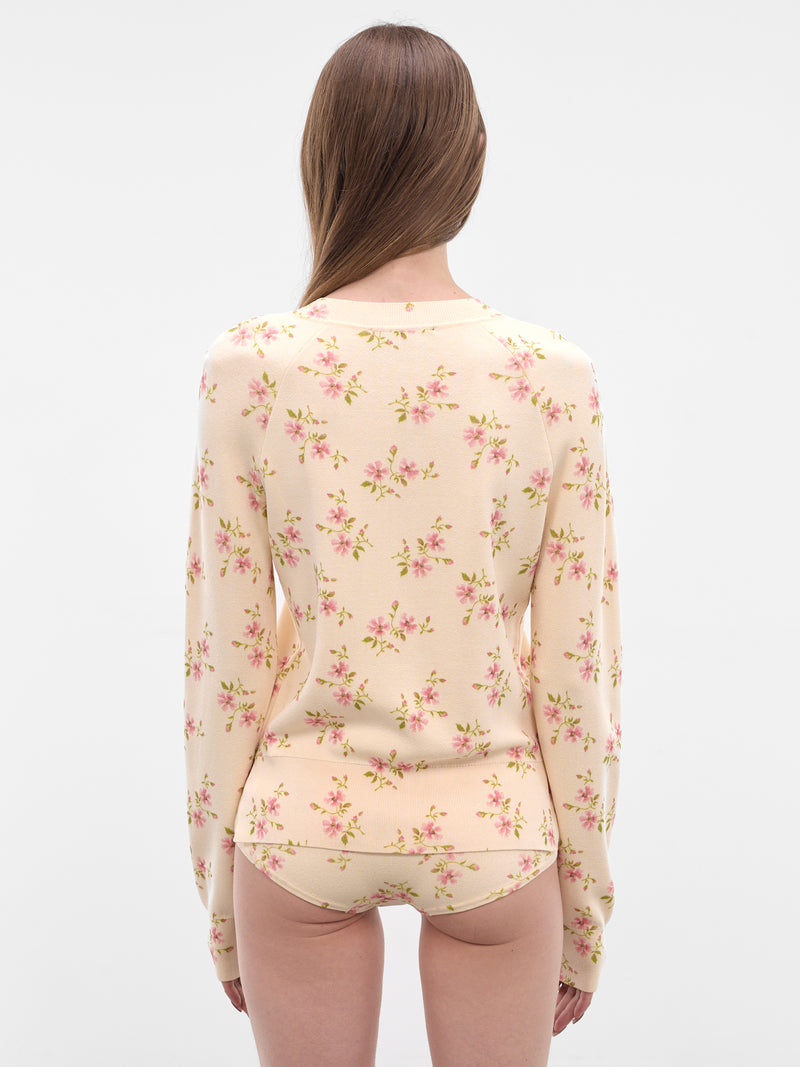 Cream Knit Tiny Flower Cardigan (AMMK6WP-0669-CREAM-FLORAL)
