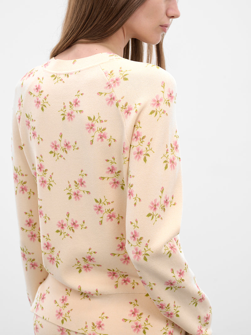 Cream Knit Tiny Flower Cardigan (AMMK6WP-0669-CREAM-FLORAL)