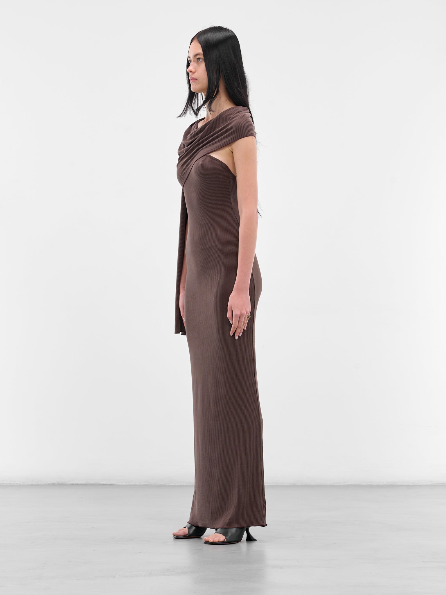 Brown Cedar Scarf Maxi Dress (AMPF2532-CEDAR-DARK-BROWN) Brown Cedar Scarf Maxi Dress (AMPF2532-CEDAR-DARK-BROWN)
