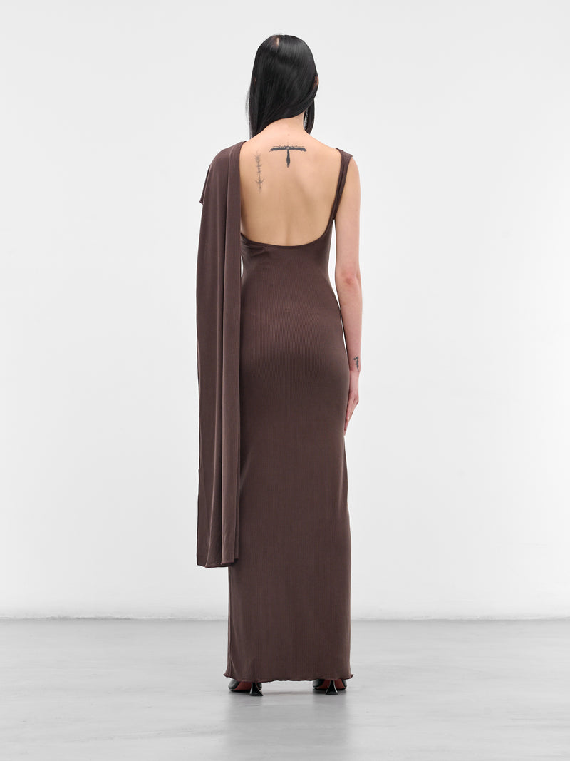 Brown Cedar Scarf Maxi Dress (AMPF2532-CEDAR-DARK-BROWN)