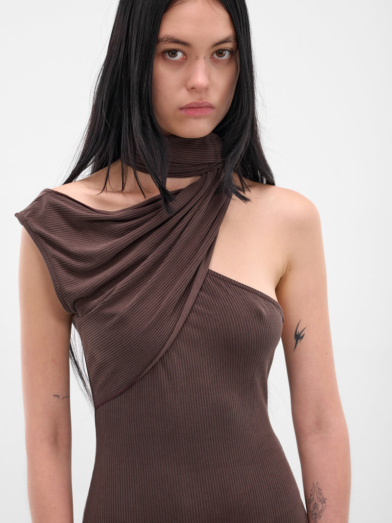 Brown Cedar Scarf Maxi Dress (AMPF2532-CEDAR-DARK-BROWN)