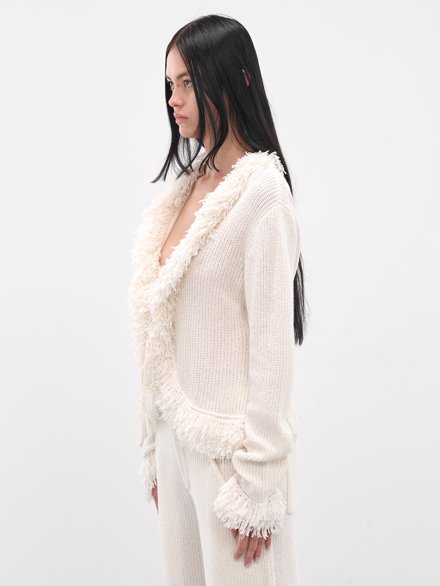 White Mello Fringe Knit Cardigan (AMPF2545-MELLO-MILK)