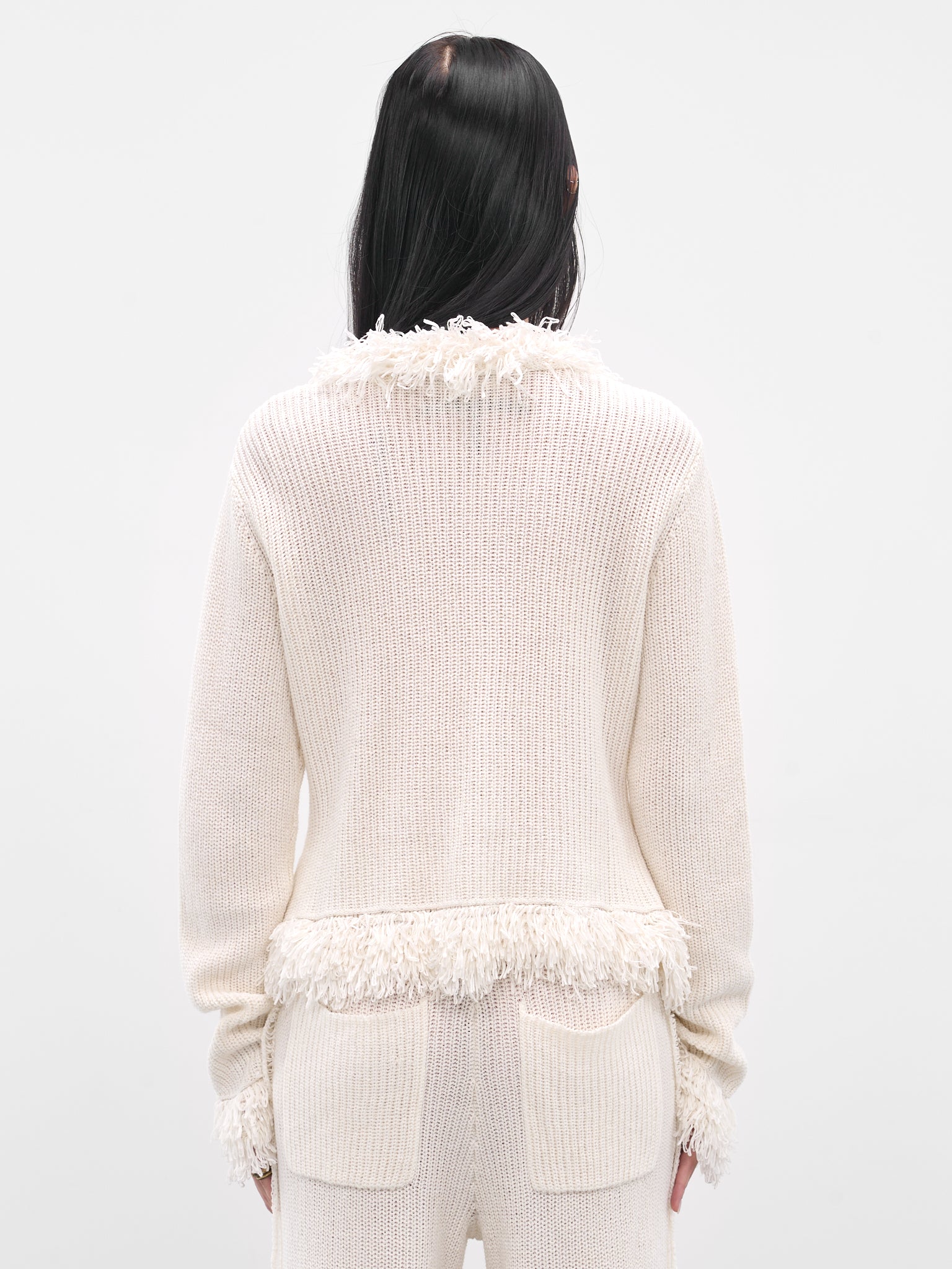 美品Liten Bicolor knit coatigan white White V-Collar Oversize Cashmere Cardigan | Kujten Cashmere