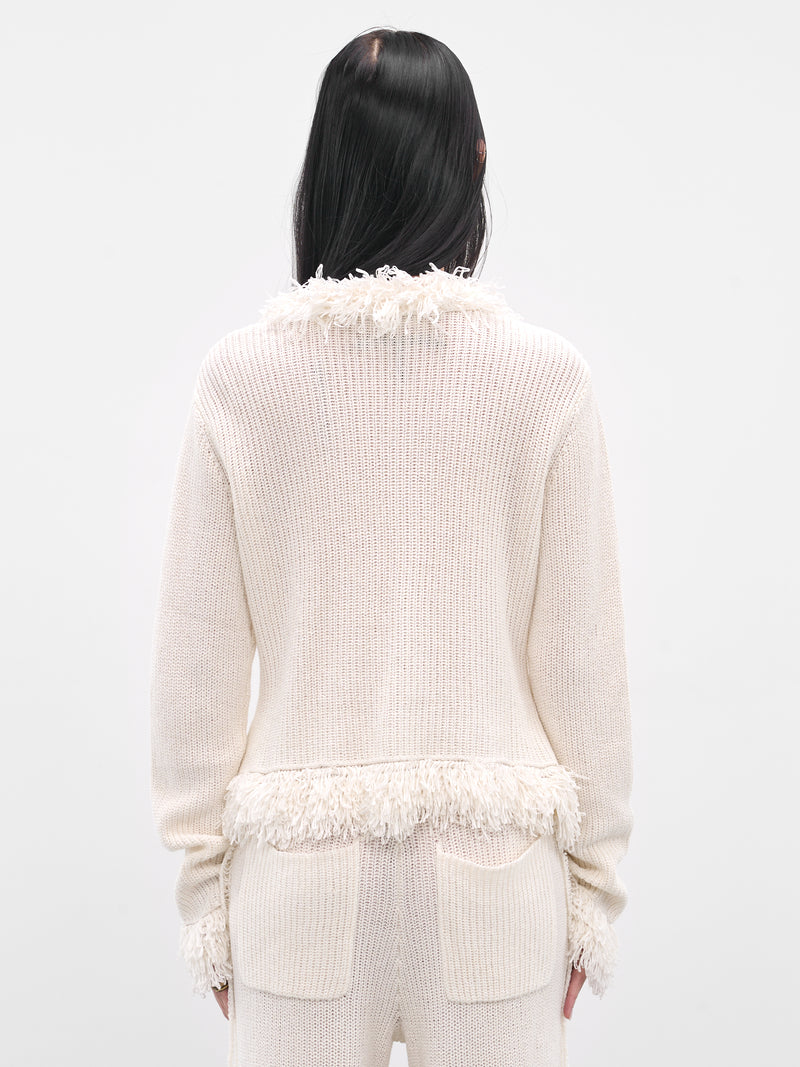 White Mello Fringe Knit Cardigan (AMPF2545-MELLO-MILK)