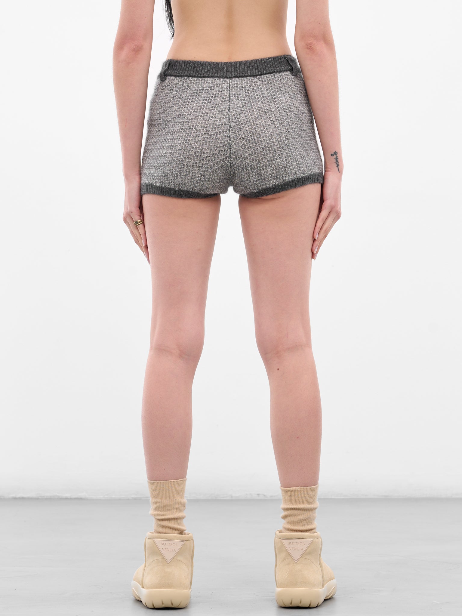 Gray Avel Knit Mini Shorts (AMPF2554-SLATE)