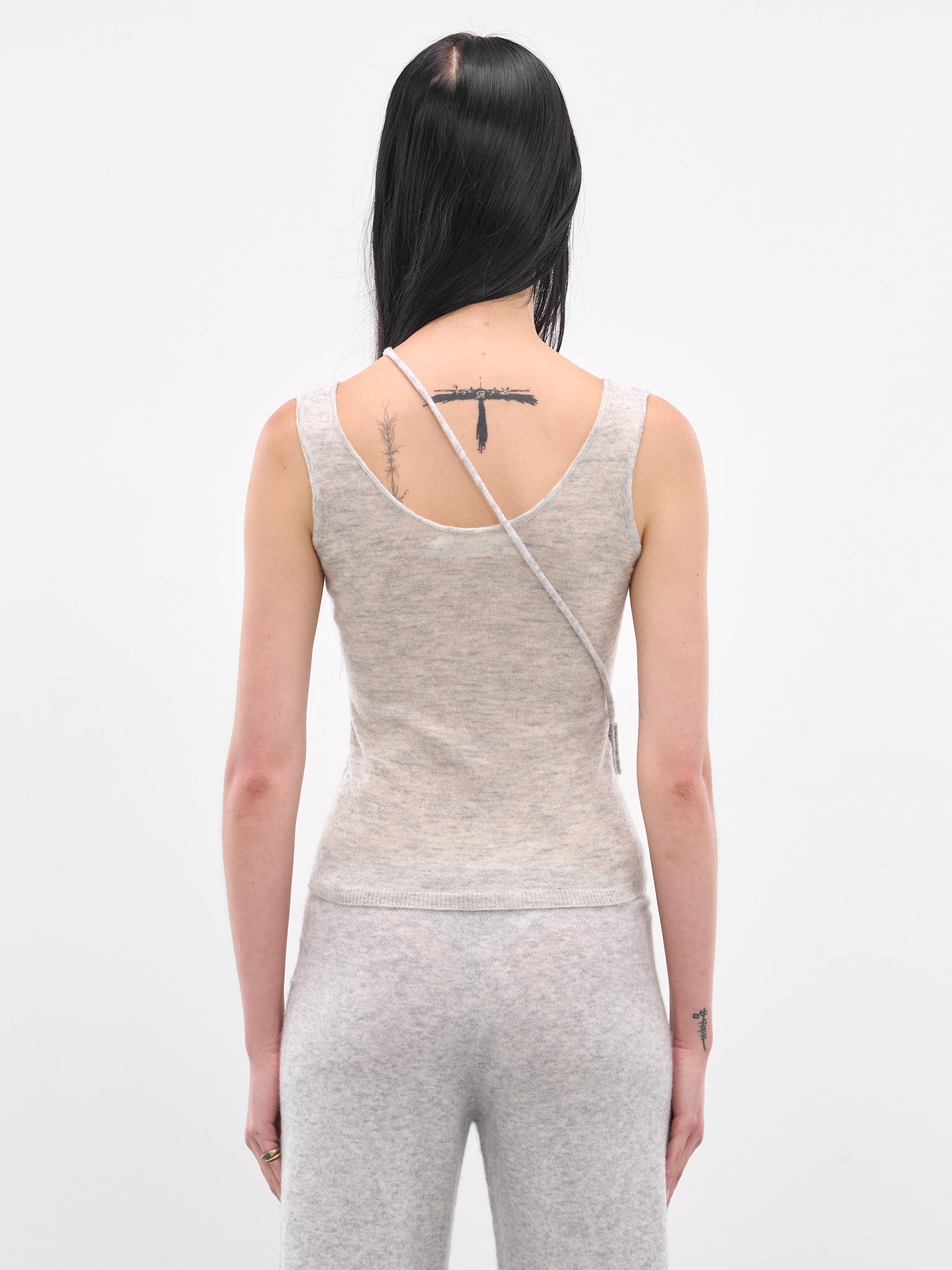 Gray Crossbody Pouch Knit Tank (AMPF2551-LIGHT-GRAY)