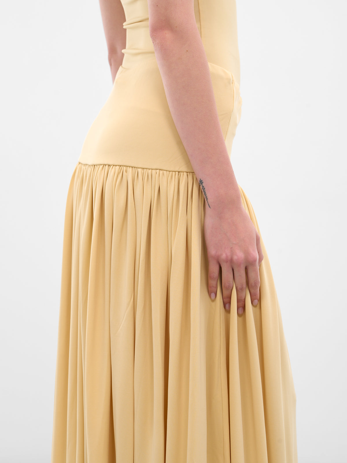 Yellow Gathered Maxi Skirt (AMPF2563-MAXI-BUTTERCREAM)