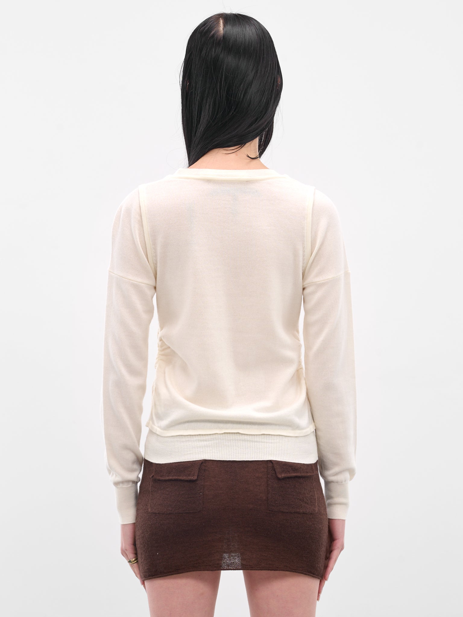 White Double Long Sleeve Sweater (AMPF2574-WHITE)