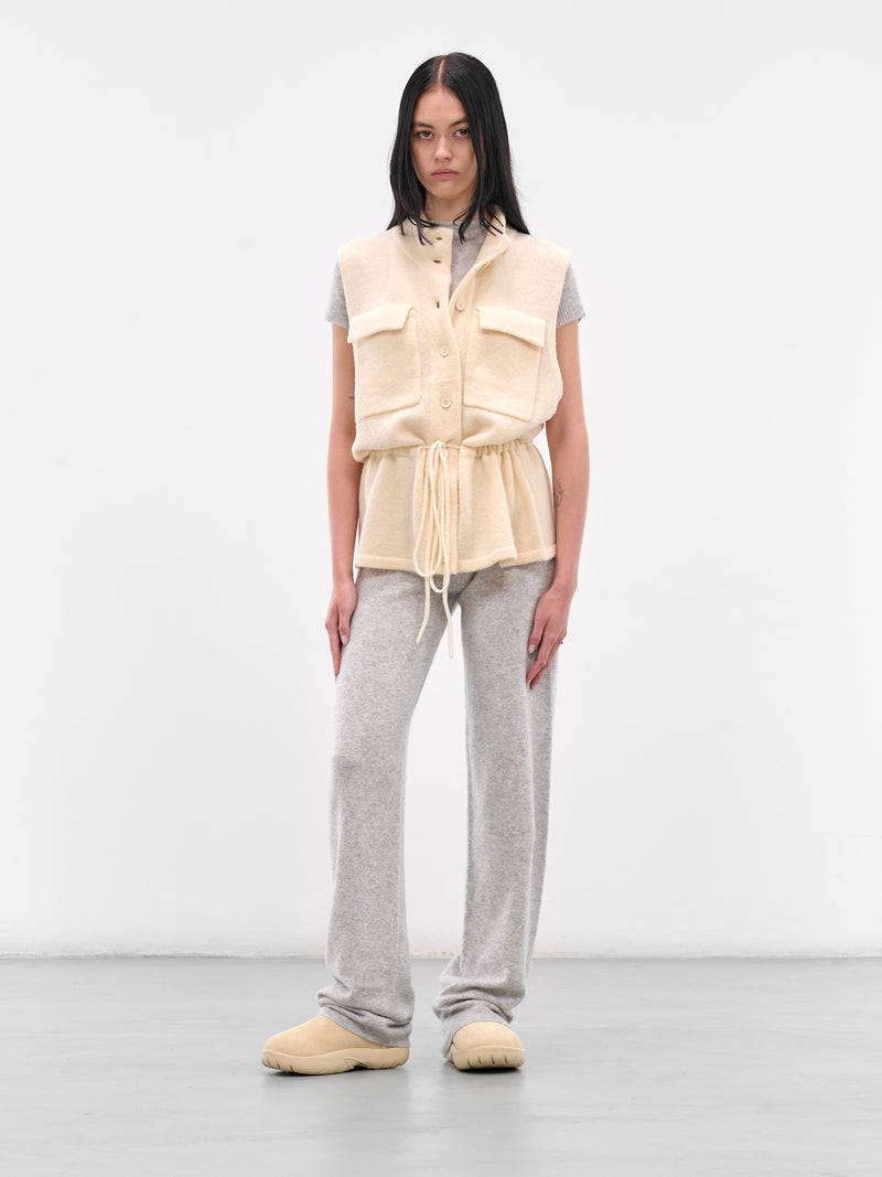 Cream Tied Buttoned Knit Vest (AMPF2577-PEACH-CREAM)