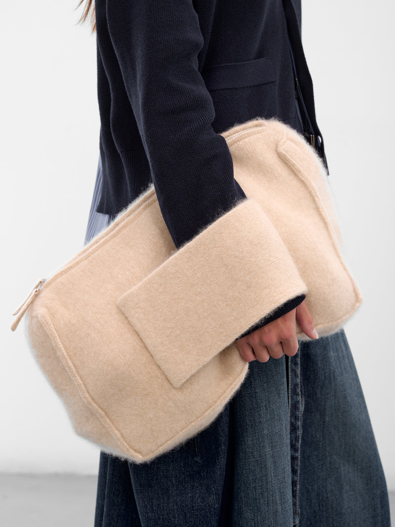 Beige Cashmere-Silk Knit Clutch (AMPF25134-WINNIE-SAND)