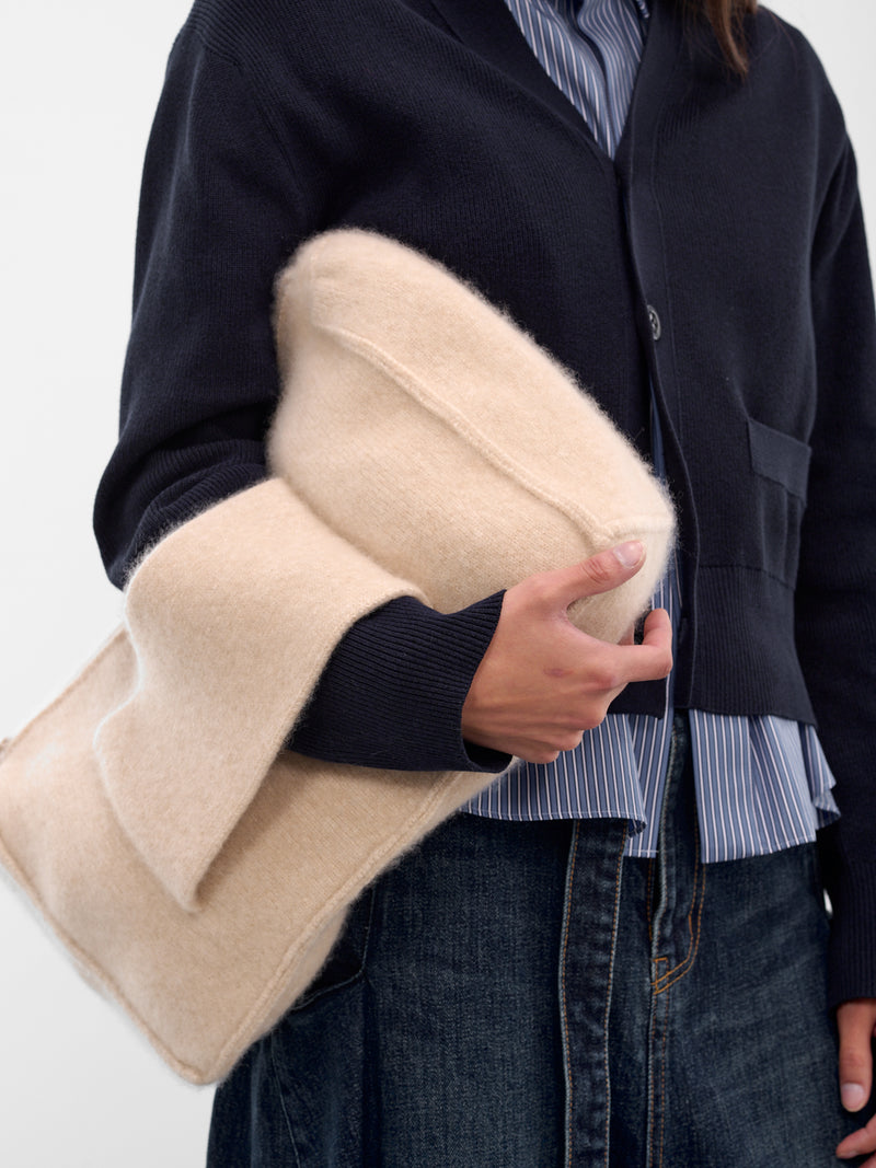 Beige Cashmere-Silk Knit Clutch (AMPF25134-WINNIE-SAND)