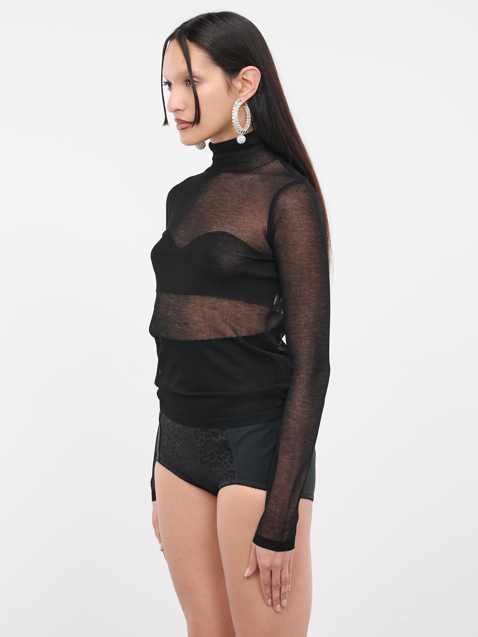 Lace Mock Neck Top (AMPUO19ML0530-U9000-BLACK)