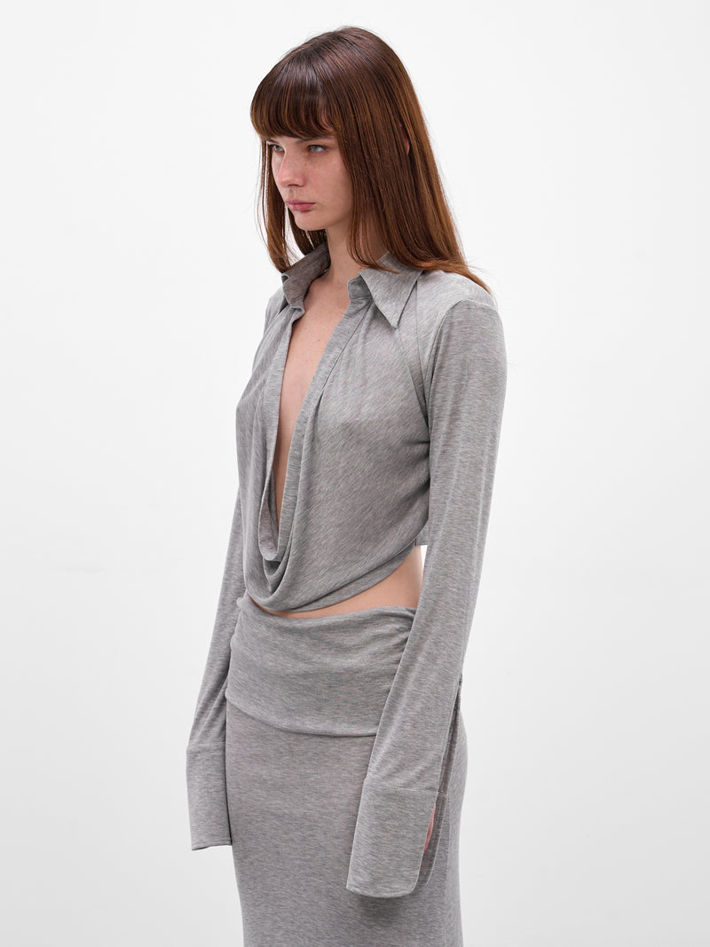 Feyra Gray Draped Blouse (AMR2629-GRAY)