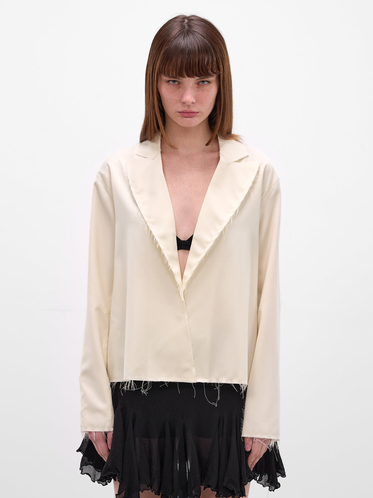 Norel Wool Raw Hem Blazer (AMR2635-NOREL-EGGSHELL)