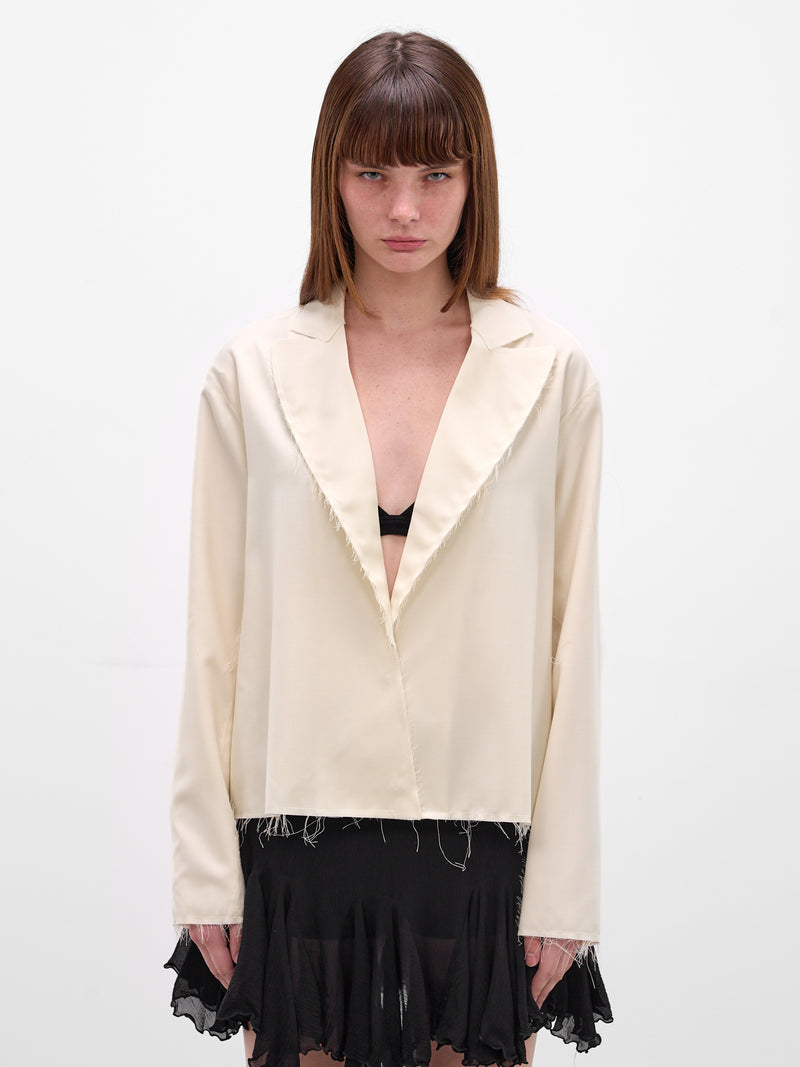 Norel Wool Raw Hem Blazer (AMR2635-NOREL-EGGSHELL)