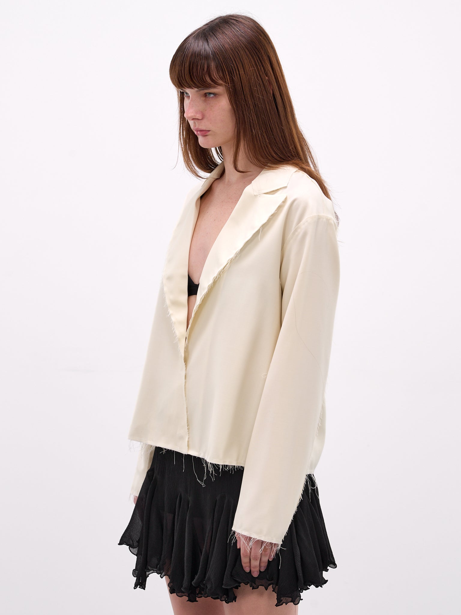 Norel Wool Raw Hem Blazer (AMR2635-NOREL-EGGSHELL)