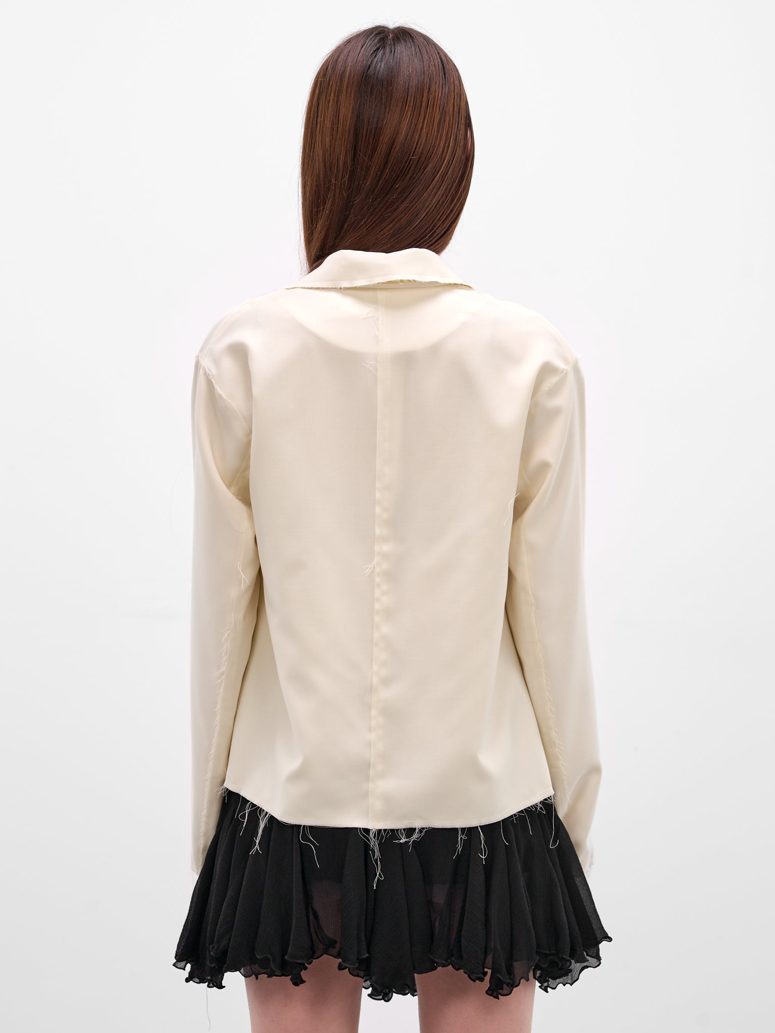 Norel Wool Raw Hem Blazer (AMR2635-NOREL-EGGSHELL)