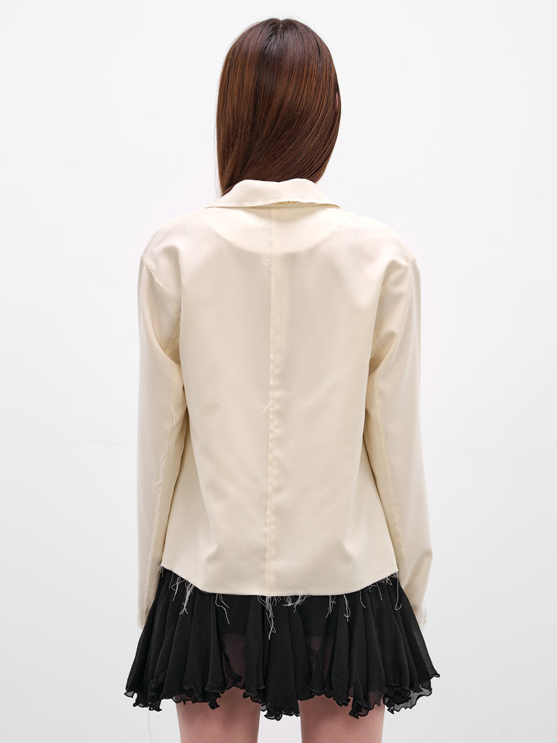 Norel Wool Raw Hem Blazer (AMR2635-NOREL-EGGSHELL)