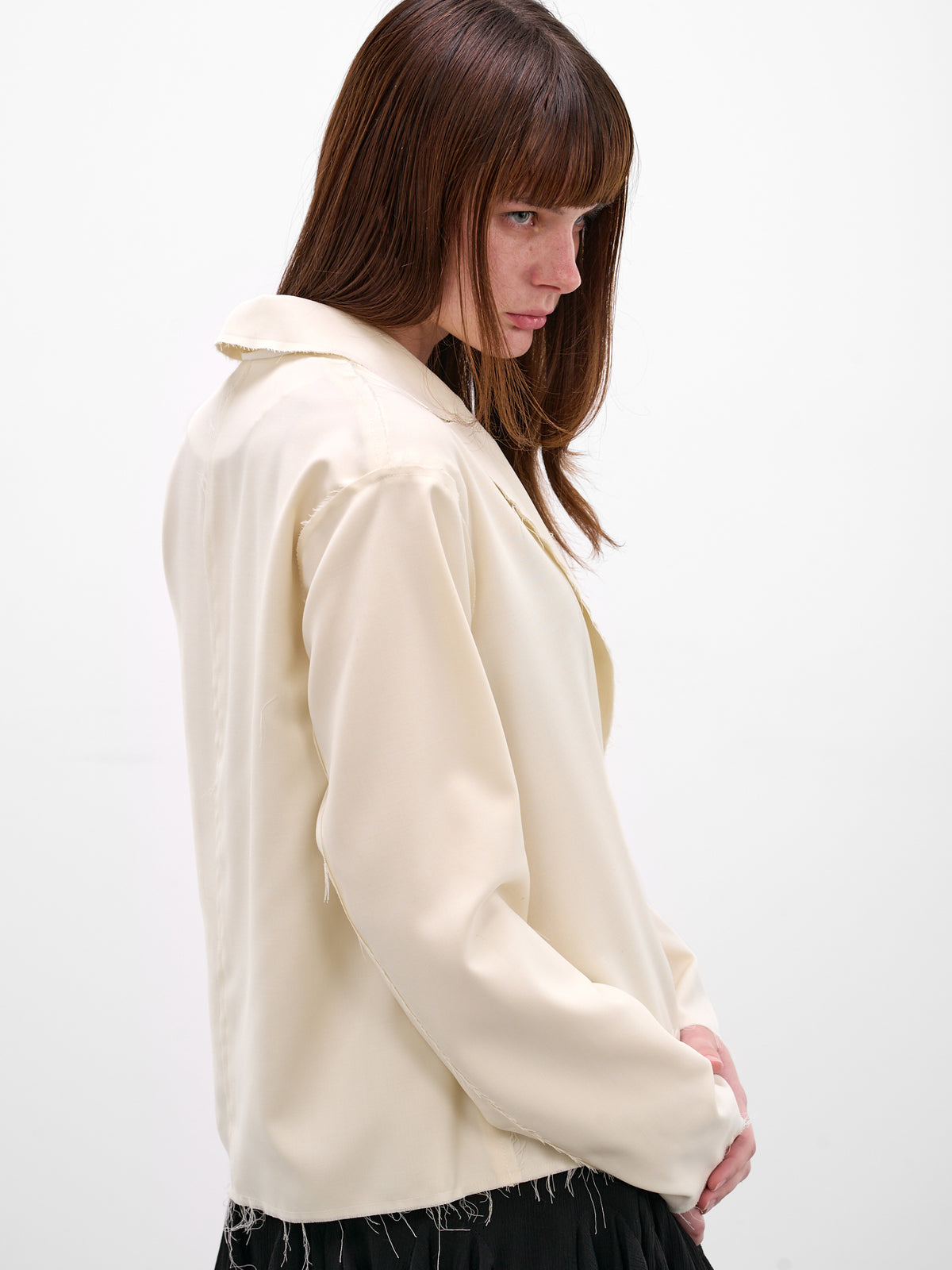 Norel Wool Raw Hem Blazer (AMR2635-NOREL-EGGSHELL)