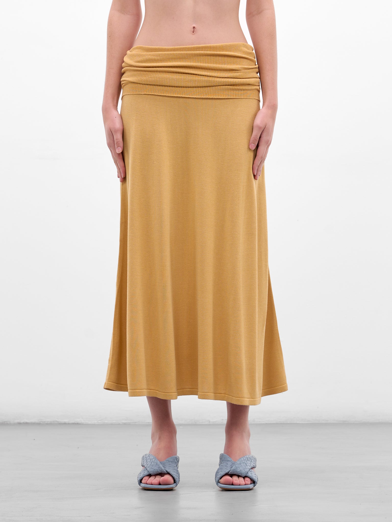 Rylin Saffron Draped Silk Skirt (AMR2641-SAFFRON)