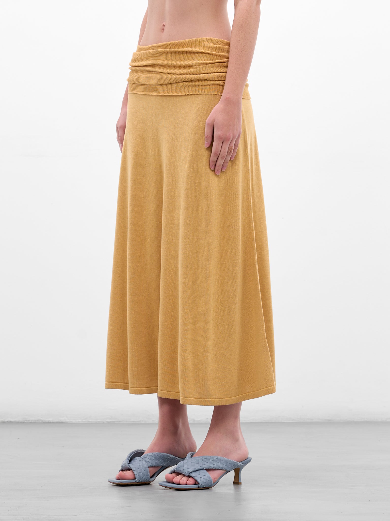 Rylin Saffron Draped Silk Skirt (AMR2641-SAFFRON)