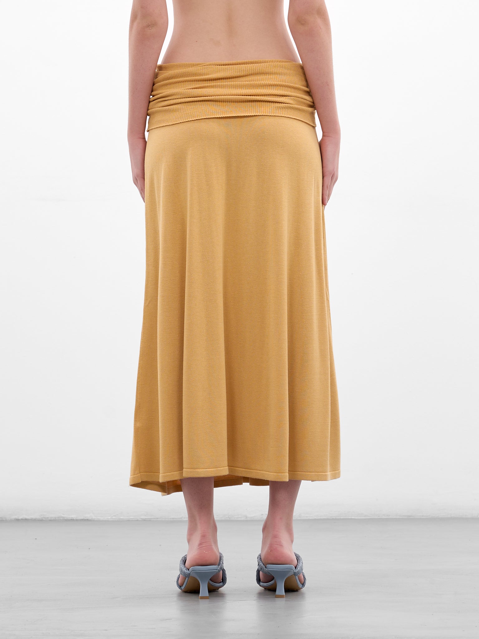 Rylin Saffron Draped Silk Skirt (AMR2641-SAFFRON)
