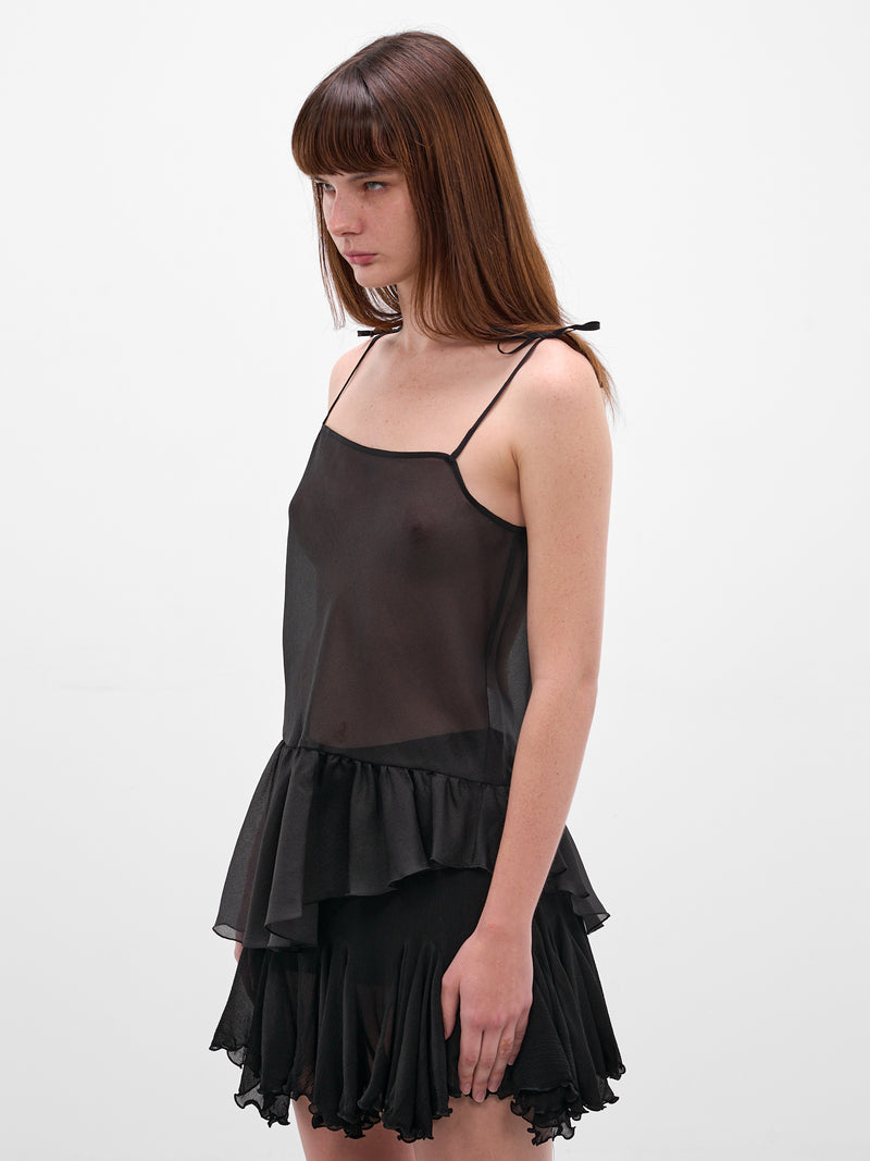 Olyra Asymmetric Draped Ruffle Tank (AMR2648-OLYRA-BLACK)