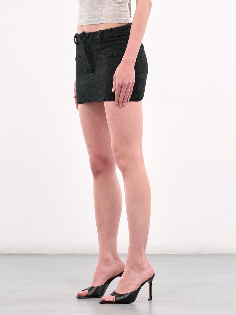 Knit Mini Skirt (AMSS25112-BLACK)