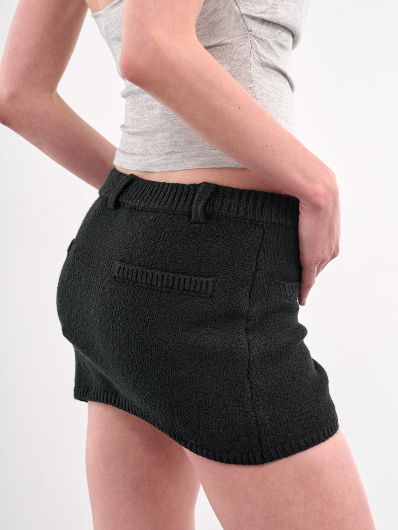 Knit Mini Skirt (AMSS25112-BLACK)