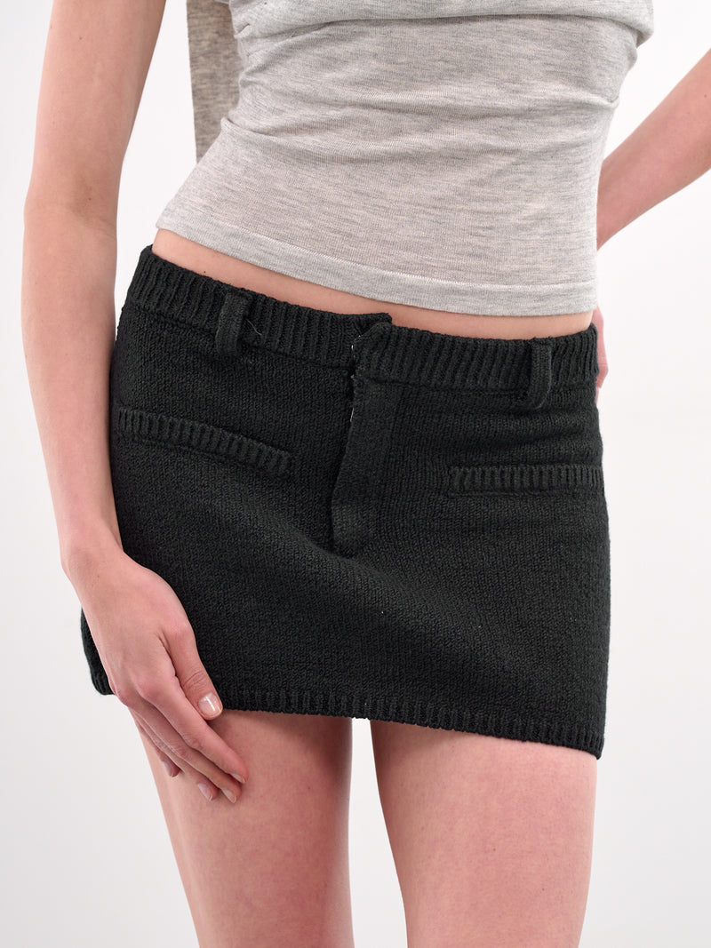 Knit Mini Skirt (AMSS25112-BLACK)